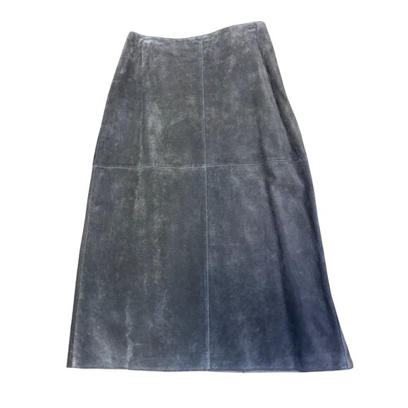 Vintage Worth Brown Leather Button-Front Midi Skirt Size 8 - Picture 6 of 7